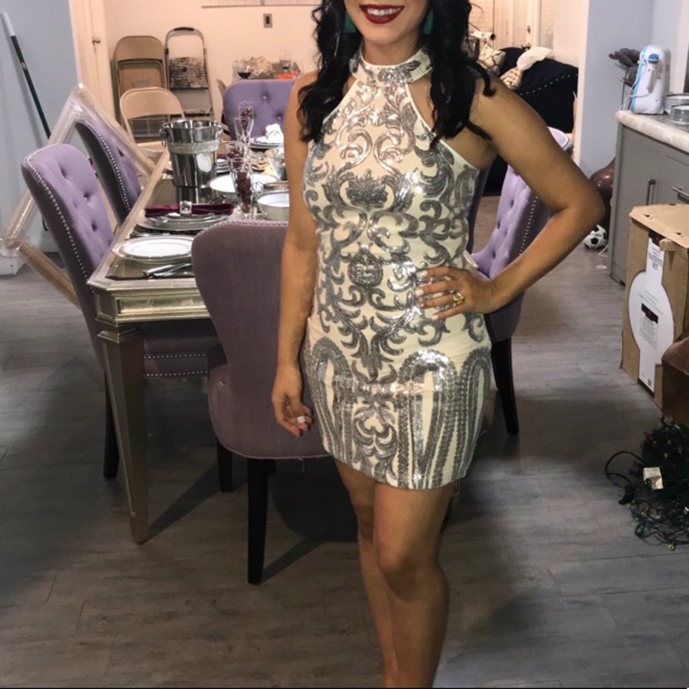 Gorgeous silver sequence party dress